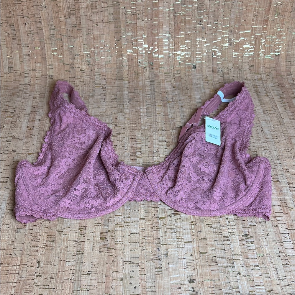 Aerie Lace Plunge Bra Mauve Pink Size 34DDD